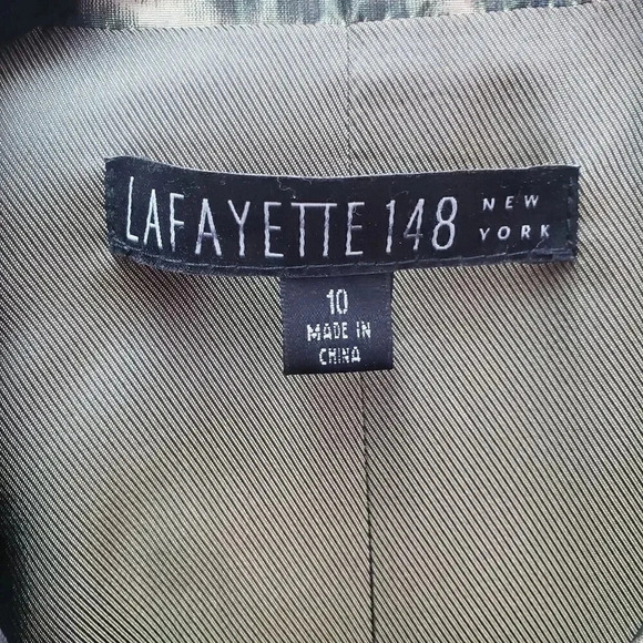 Lafayette 148 Shiny Green Animal Print Jacket - Picture 4 of 6